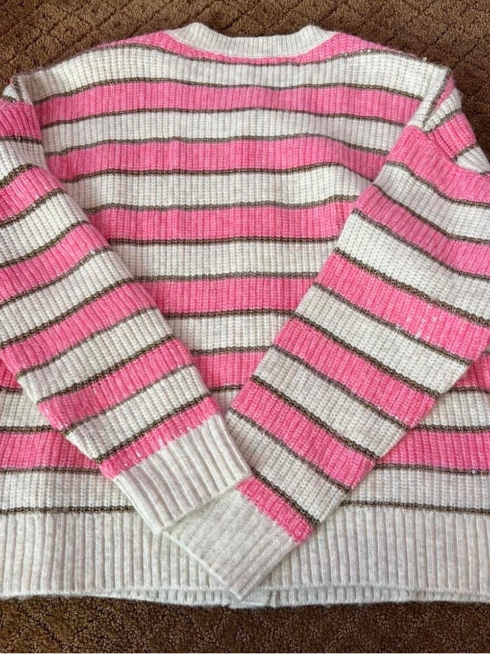 Crown & Ivy stripe shine sequin cardigan women’s size XL - Picture 8 of 8
